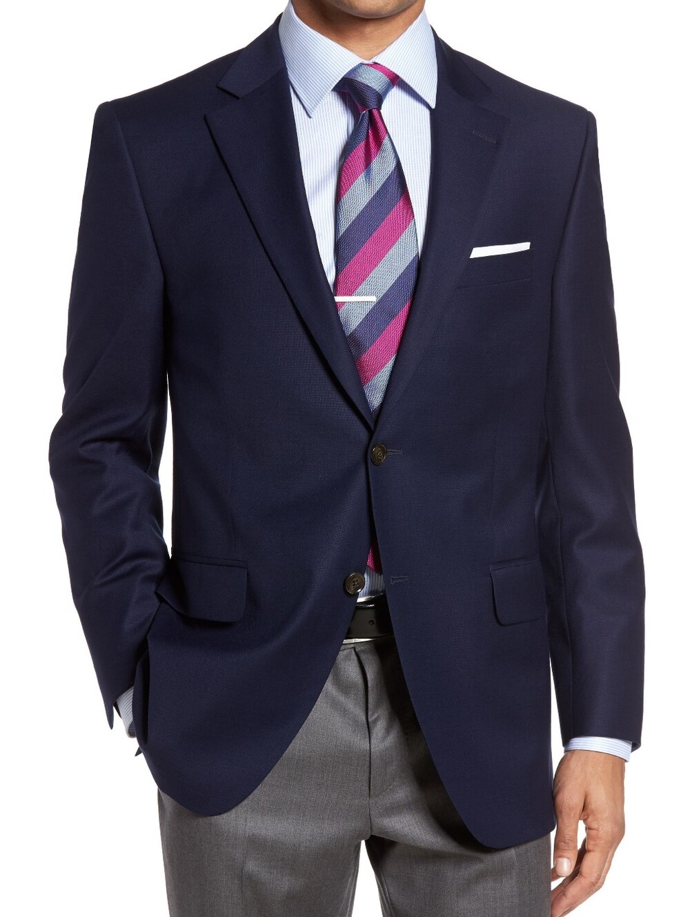PETER MILLAR Flynn Classic Fit Wool Blazer Solid Navy Blue Suit Jacket Size 46 L